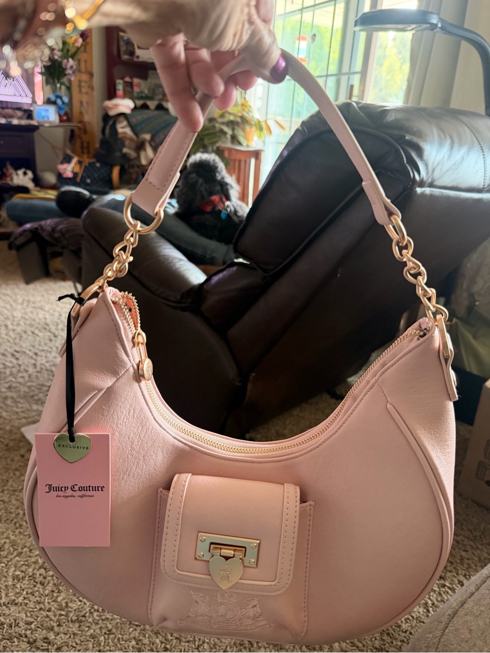 Juicy Couture Blush Pink Shoulder Hobo with Gold Hardware